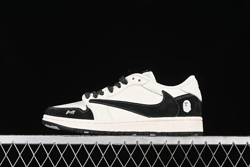 All categories Air Jordan Jordan series basketball shoes Air Jordan 1 Low High-end customized low-top sneakers Travis Scott x Fragment Design x Air Jordan 1 Low OG SP AJ1 Joe 1 BAPE joint-black and white toe low-top cultural casual sneakers XY2688-106